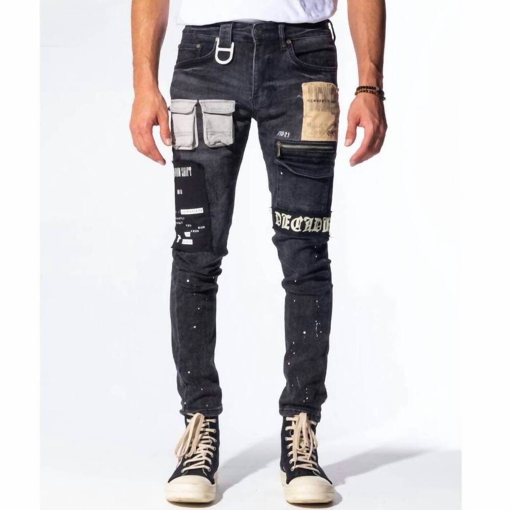 NEW GALA men's decadence denim jean in jet black/combo